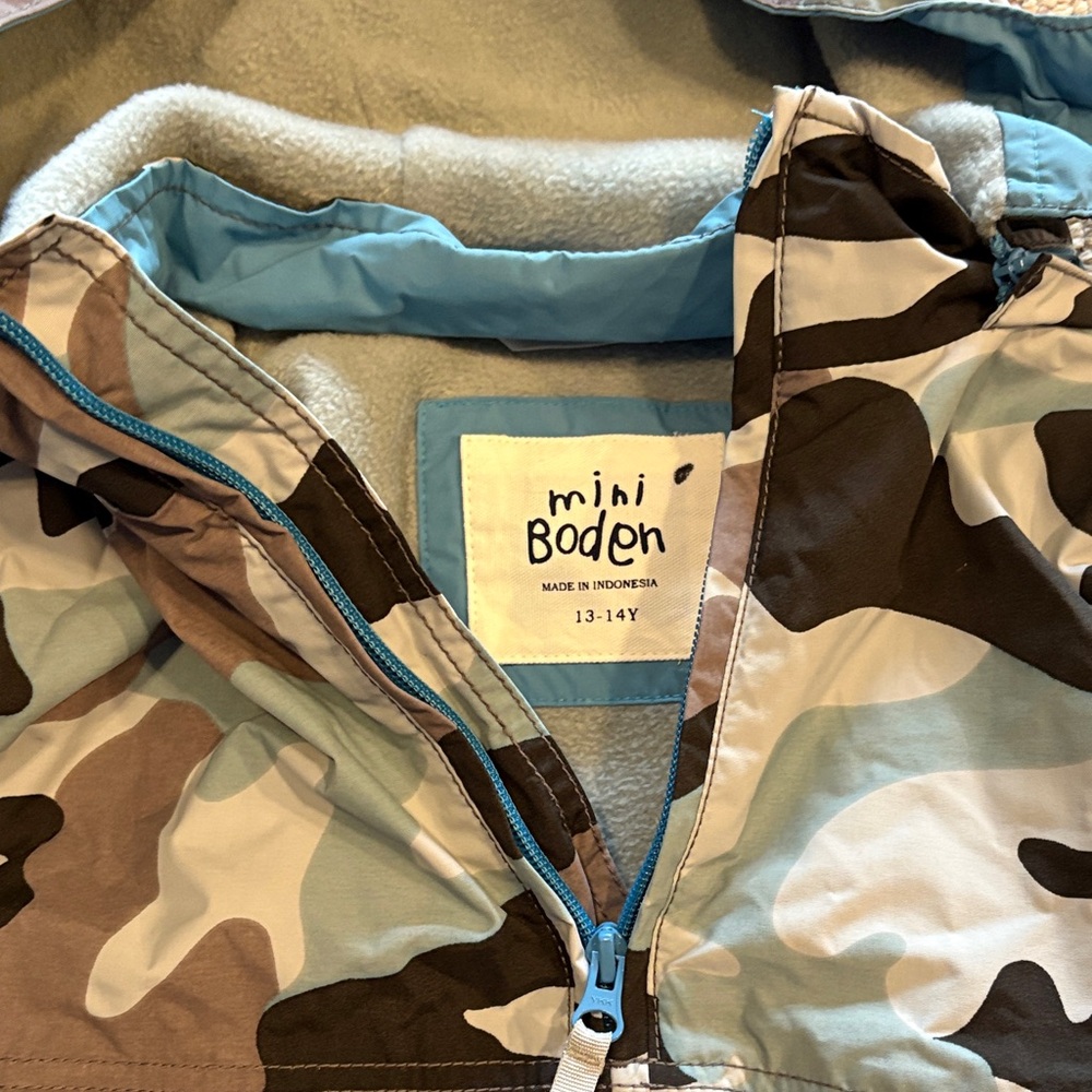 Mini Boden Camouflage Hoodie - Blue, Black, Gray - Picture 2 of 6